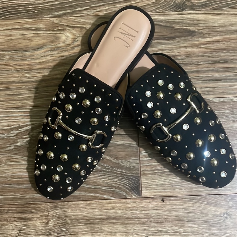 Flat embellished open back loafers - Picture 4 of 4